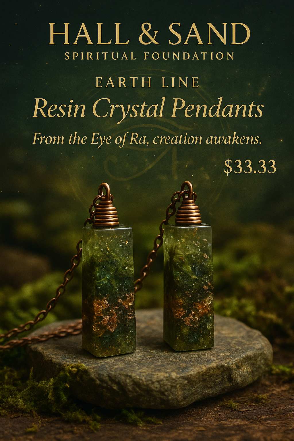 Earth Line – Resin Crystal Pendant Necklace