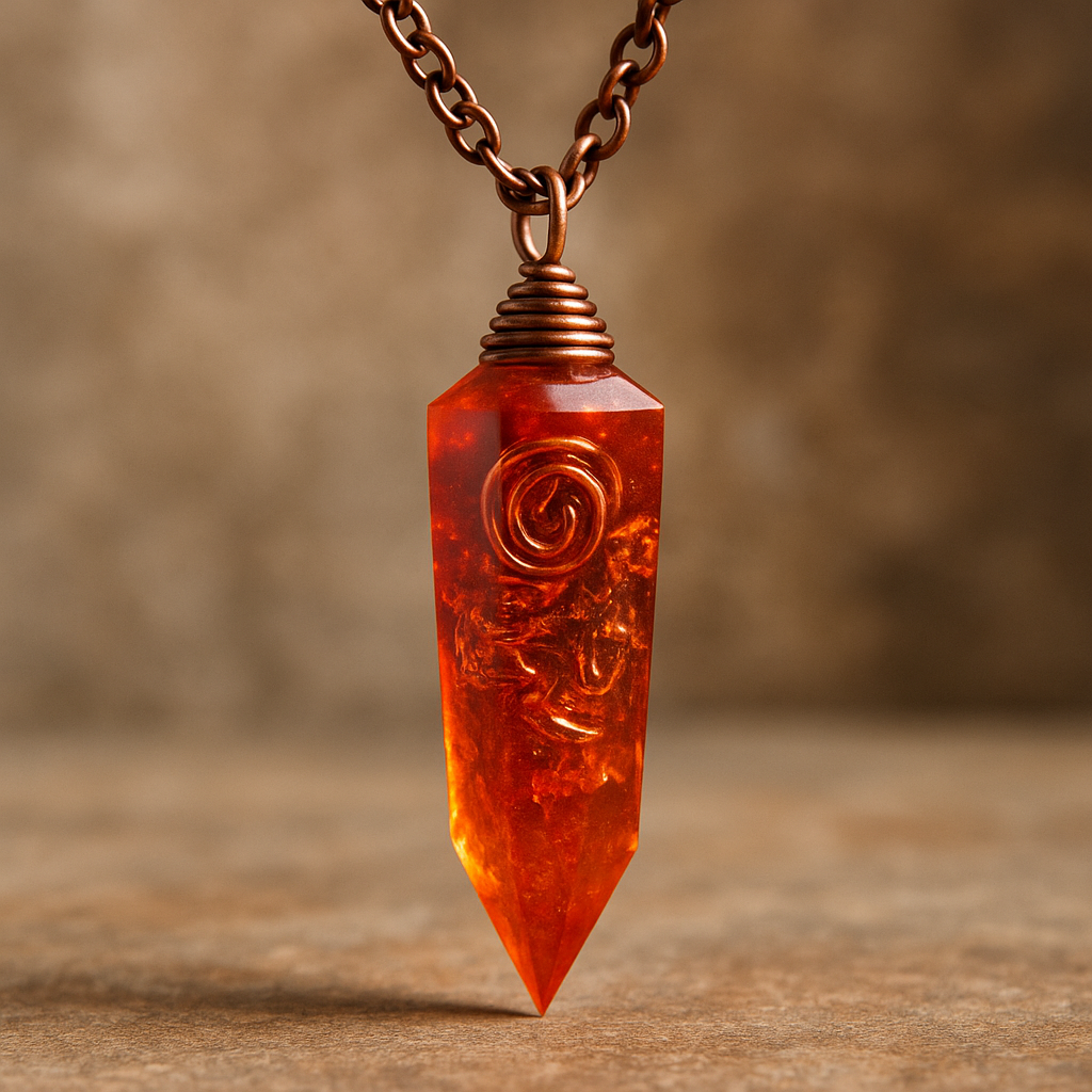 Fire Line – Resin Crystal Pendant Necklace
