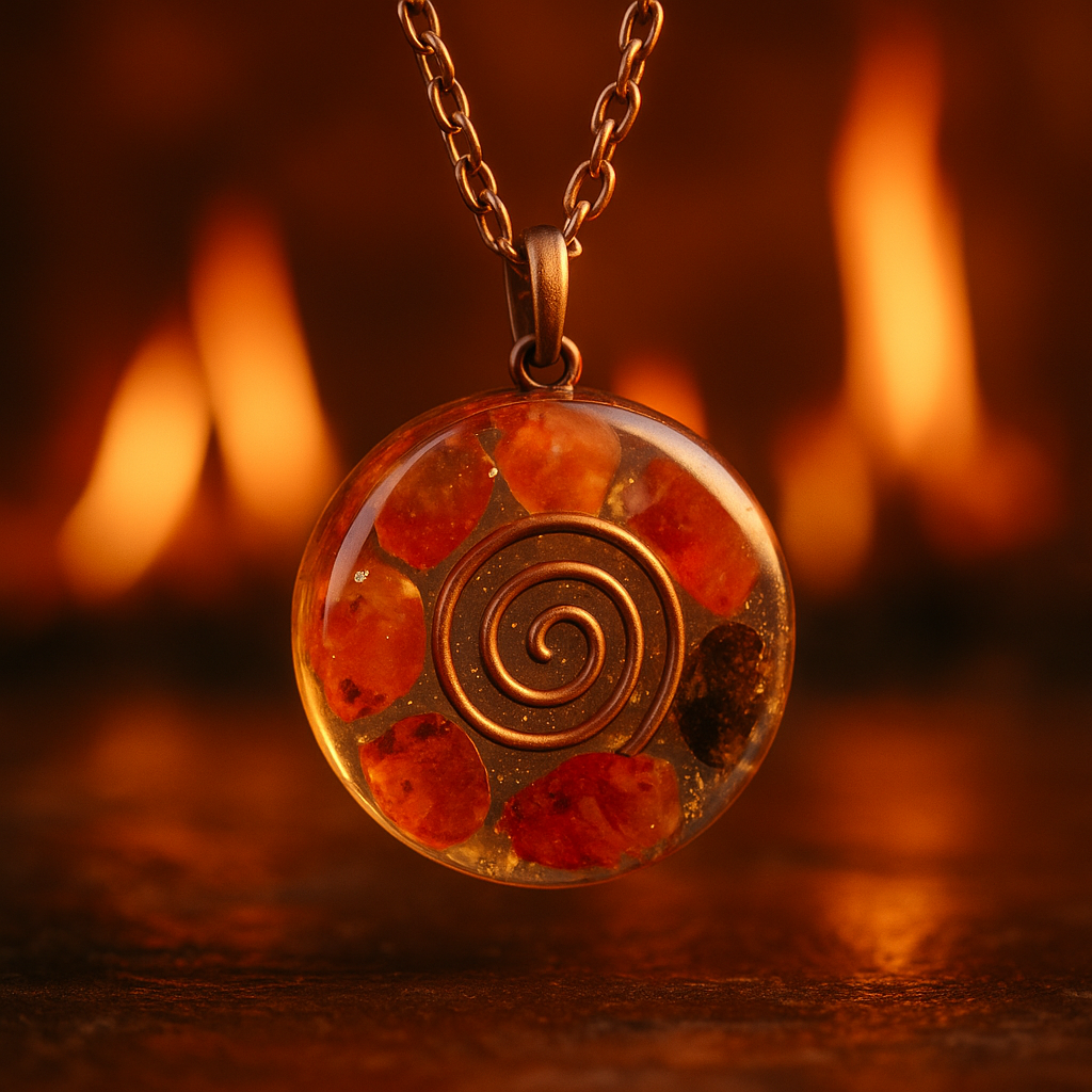 Fire Line – Resin Crystal Pendant Necklace