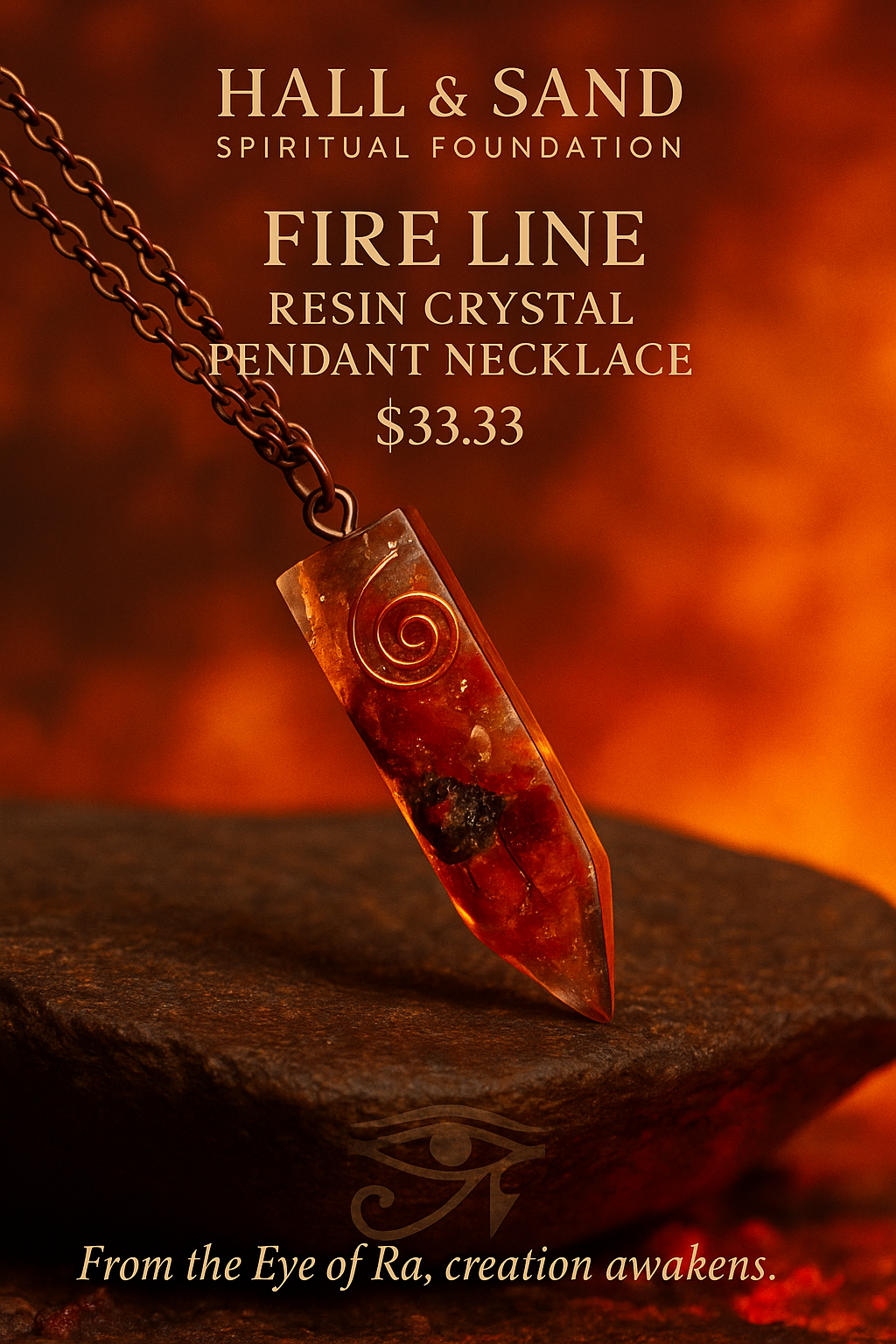 Fire Line – Resin Crystal Pendant Necklace