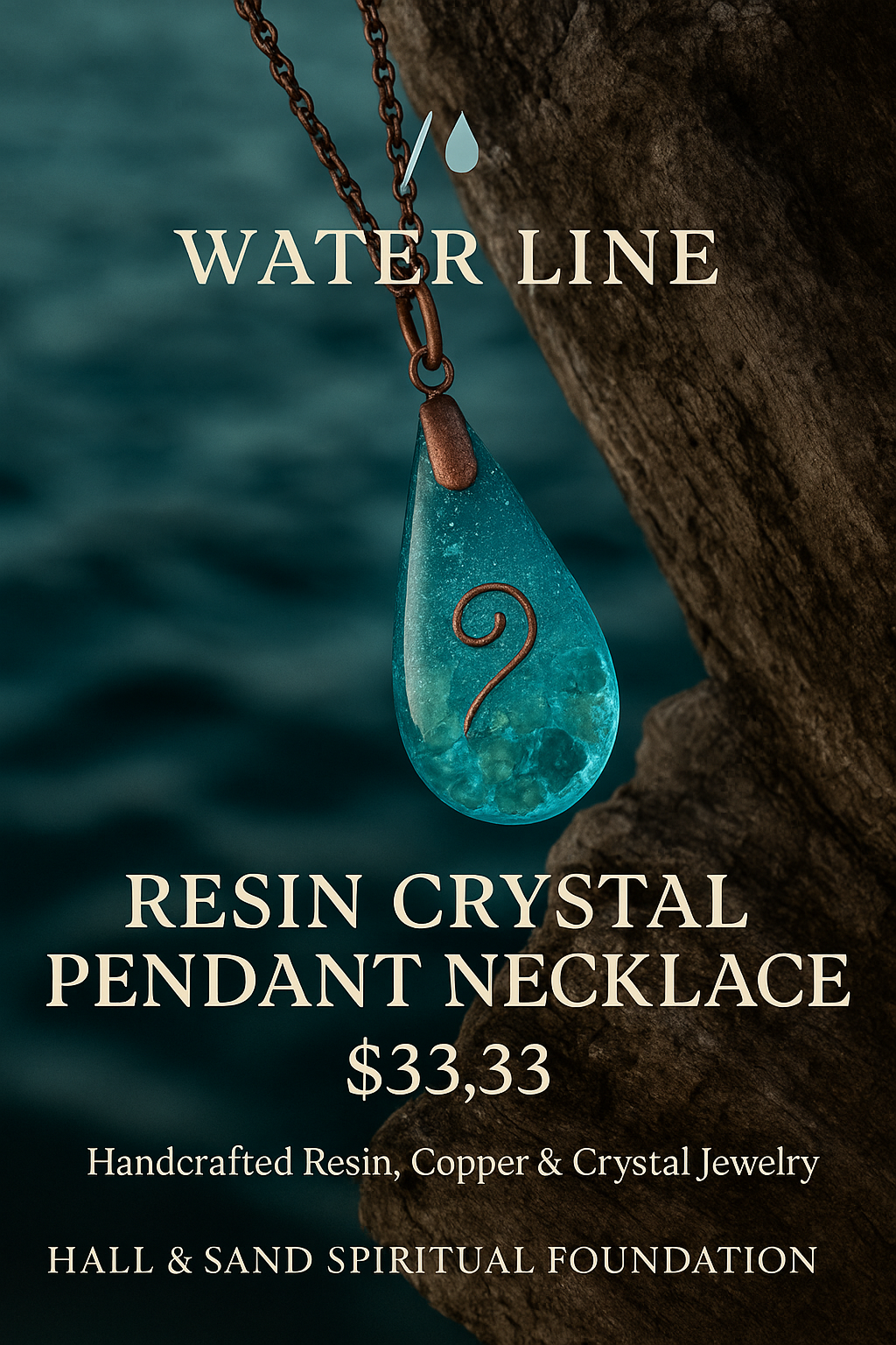 Water Line – Resin Crystal Pendant Necklace