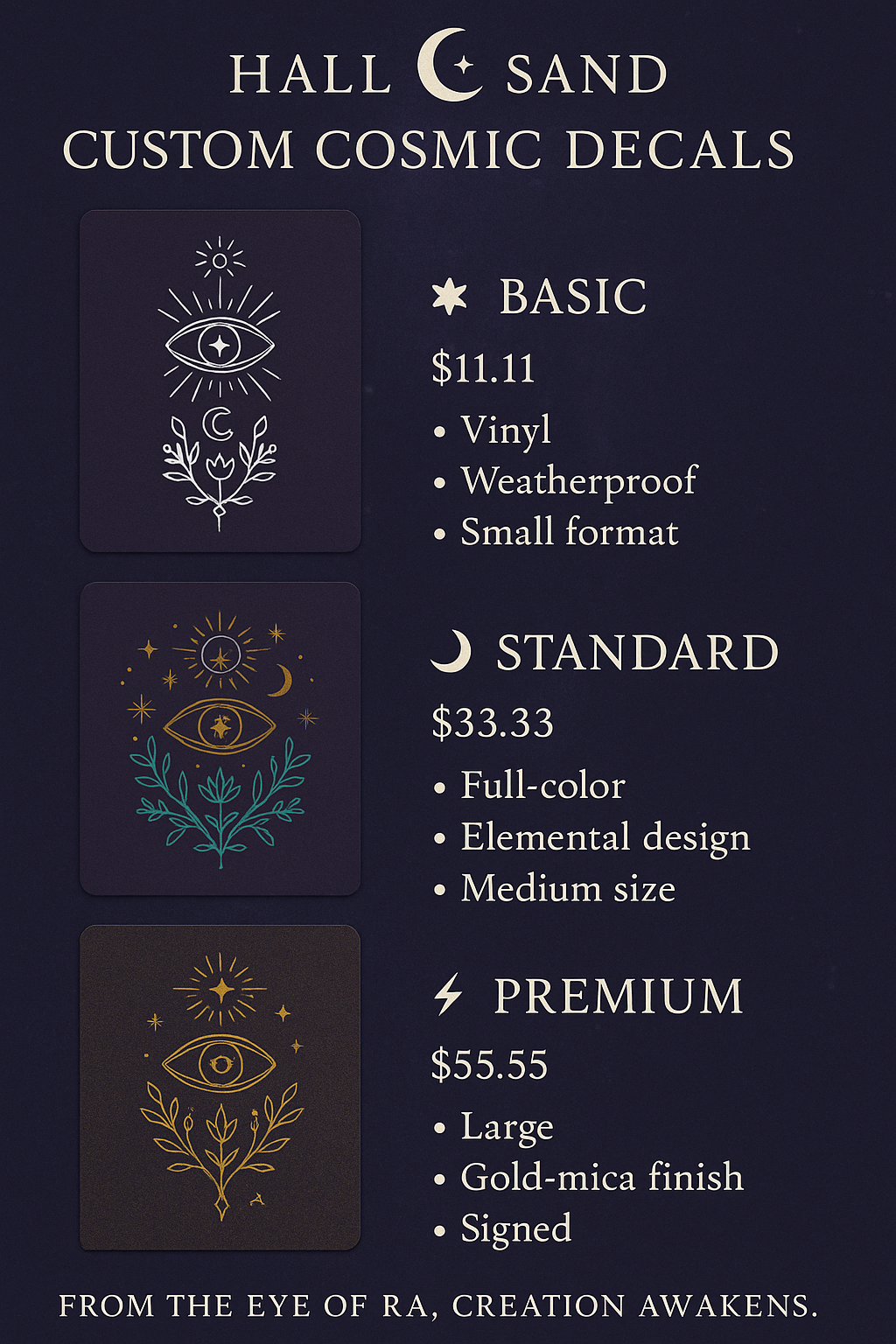 Custom Cosmic Spiritual Decals